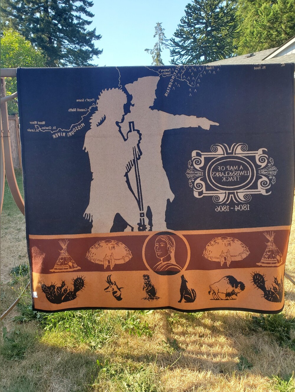 Pendleton Lewis & Clark Map of Track Ultra Rare WSHS VIP #174/200 Blanket 64x80